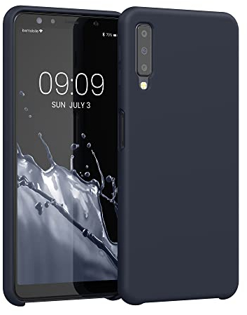 kwmobile Hülle kompatibel mit Samsung Galaxy A7 (2018) Hülle - Silikon Handy Case - Handyhülle weiche Oberfläche - kabelloses Laden - Heidelbeerblau