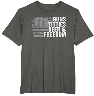 Guns Titties Beer & Freedom – USA-Flagge, lustig, für Herren T-Shirt