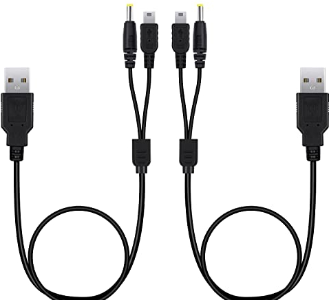 Mcbazel 2 Stück 2 in 1 PSP Ladekabel, USB-Ladekabel Ladegerät Kabel für PSP 3000/2000/1000/PS3