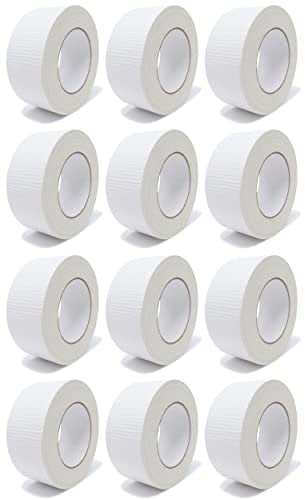 gws Panzer-Tape 12 Rollen kräftiges Gewebe-Klebeband für raue Untergründe | robustes Steinband von Hand reißbar | versch. Farben 50 m x 50 mm weiß