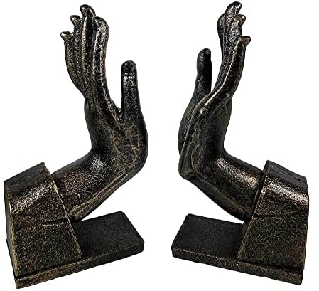 Buchstützen Hände 2 Stück Buchständer Gusseisen Antik-Stil Paar Bronze-Optik