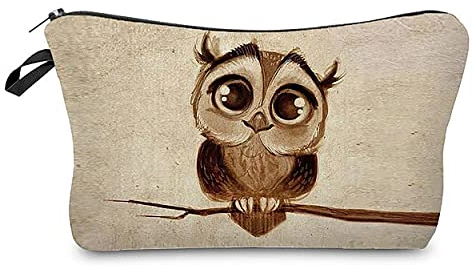 Modische Kulturtasche Kosmetikbeutel Schminktasche Make-Up Bag Kulturbeutel Wasserabweisend Originelle Print-Motive für Reisen, Urlaub und Alltag (Brown Eyed Owl)