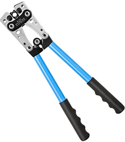 AllRight Batteriekabelschuh Crimpzange Crimpzange Kabelschuhe Stahl Kabelschuhe Von AWG 10-0 6/10/16/25/35/50 mm² GroßKaliber Presszange für Drahtkabel Batterieklemme Kupferkabelschuhe (Blau)