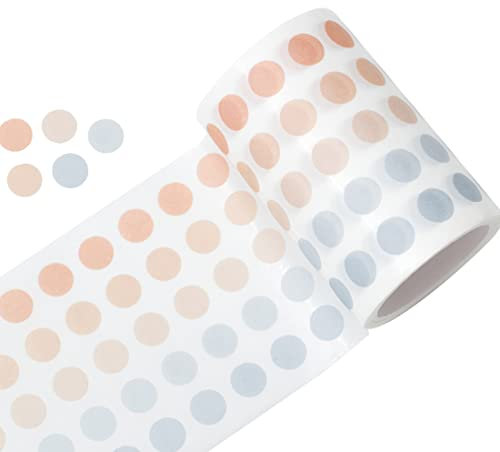 YUBBAEX Morandi Washi-Tape, runde Aufkleber, 1250 Punkte, für Bullet Journal Planer Scrapbooking 6,5 x 25,4 cm (Mango Cream)