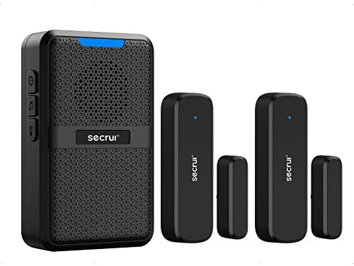 SECRUI Wireless Door Chime, 600Ft Range 5 Adjustable Volume 2 Magnetic Door open Contact Sensor with 62 Chimes Mute Mode Door Bell Plugin Receiver for Home/Office/Store (Black)