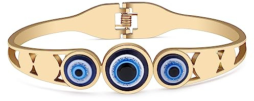 BAMAY Harz Evil Eye Armbänder Edelstahl plattiert Silber 18K Gold Armband für Frauen Mädchen Armreif Armband Charms