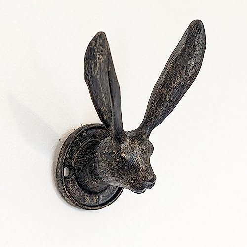 Fyne-Finds Rustic Hare Easter Bunny Coat Towel Hat Hook Vintage Bronze Metal Ornate Wild Animal Wall Door Hooks
