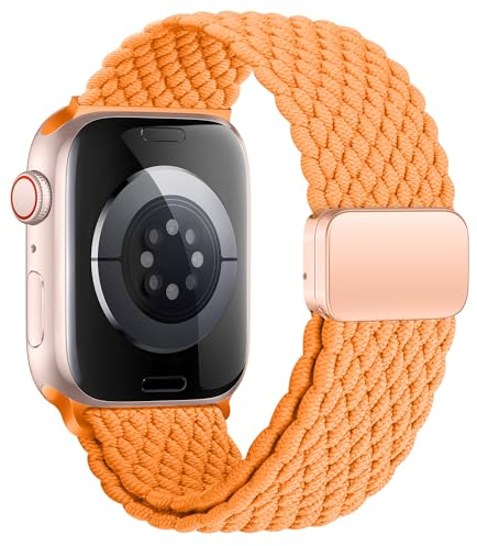 Geflochten Armband Kompatibel mit Apple Watch Armband 40mm 42mm 38mm 41mm für Damen Herren, Elastisch Nylon Armbänder mit Magnetisch für iWatch Ultra 2 SE Series 10 9 8 7 6 5 4 3 2 1
