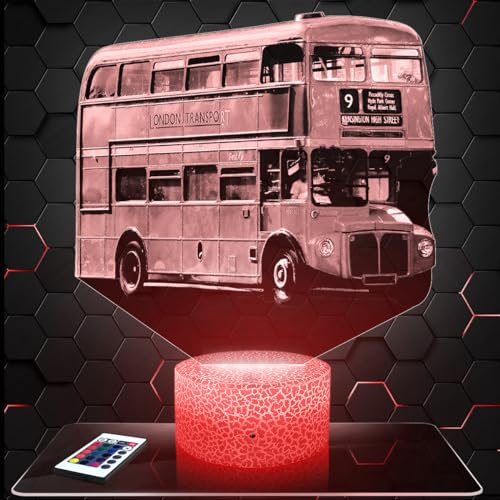 Nachttischlampe - Touch-Nachtlicht Londoner Bus 3D-LED-Lampe Illusion, Geschenkidee Weihnachten Geburtstag Junge und Mädchen Nachttischlampe Kinder- oder Erwachsenenzimmer