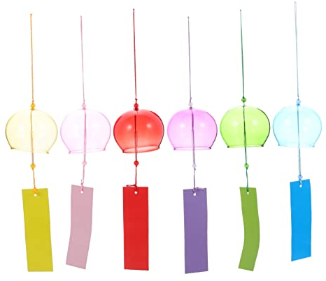 BESPORTBLE 6 Pièces Carillons Éoliens en Verre Cloche à Vent De Jardin Ornement Carillon Éolien Cloches De Jardin Décoration Suspendue De Voiture Verre Asie Un Verre Ancien