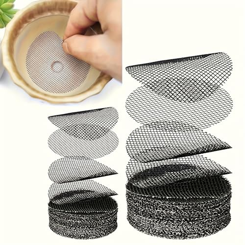 Addein 100 Piezas Alfombrilla De Rejilla Inferior BonsáI, Rejilla Inferior de Maceta, Jardinería Maceta Agujero Mat con Agujero Malla, Malla para Bonsai para Orificios De Drenaje La Pérdida De Suelo