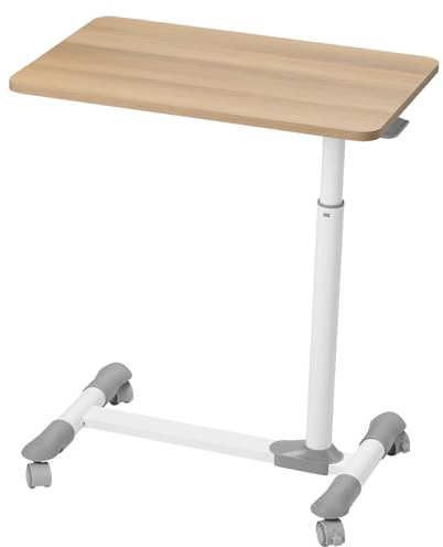 ETHU Tavolo da letto su ruote regolabile in altezza 62-77 cm, scrivania per computer regolabile in altezza con ruote, stazione di lavoro su ruote, per divano, letto, cameretta dei bambini e home