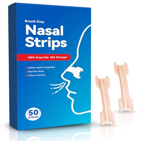 Anti-Schnarch Nasenstrips | 50 Nasenpflaster fürs bessere Atmen für Sport und Schlaf für Erwachsene und Kinder | Hautfarbe | Atemtrainer gegen Schnarchen | Nasal Strips