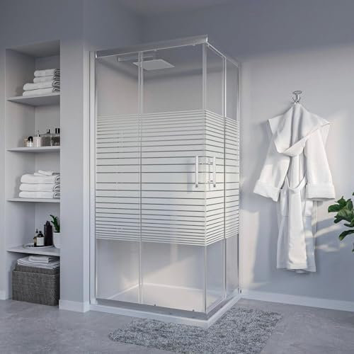 Box Doccia Angolare 2 Ante Scorrevoli 70x90 cm in Cristallo 6 mm H185cm Profilo Cromo