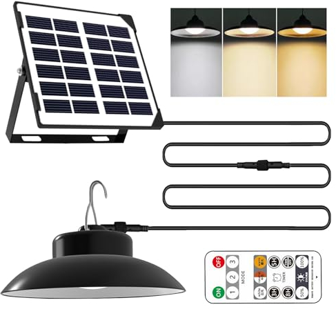 Solarlampen für Außen Innen, Solarleuchte mit Fernbedienung, 3 Farbtemperatur LED Solar Hängelampen IP65 Wasserdichte, Solarlampen für Außen Hängend, Solar Pendelleuchte für Garten Terrasse