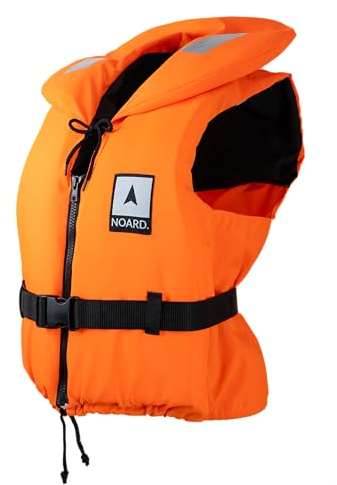 NOARD Rettungsweste für Kinder & Erwachsene geeignet – Seaside in verschiedenen Größen – EN ISO 12402-4 (100 N) (Orange, 90-120 kg)
