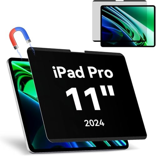 Filtro Privacy per iPad Pro 11 Pollici 2024, Rimovibile Protezione Schermo per iPad Pro 11 M4, Filtro Magnetico Anti-Spia/Spy Anti Luce Blu Riutilizzabile