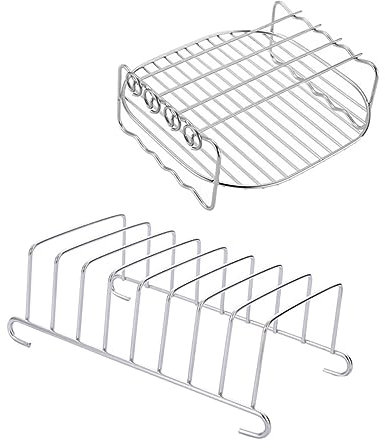ARTIBETTER Kit D'accessoires Pour Friteuse À Air 2 Pièces En Acier Inoxydable Grille À Grille À Brochettes Pour Non Lavable