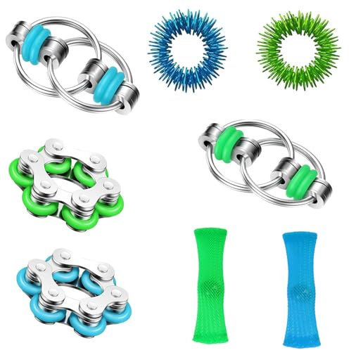 gotyou 8 Stück Chain Fidget Toy,Gewebter Netzschlauch,Akupressur Ring,Kette Dekompression Spielzeug für Finger Massage Ring,Anti Stress Spielzeug für Erwachsene und Kinder Geburtstagsgeschenk