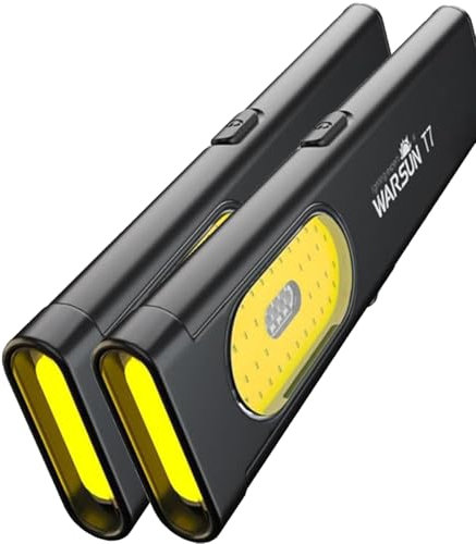 WARSUN Compact Multi-Mode Pocket LED Flashlight 675LM, USB-C Rechargeable, IPX4, Dual Material, Red/Blue Strobe (2, Black)
