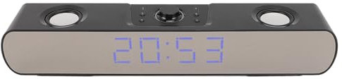 Fockety Haut-Parleur D'Ordinateur Bluetooth, Barre de Son Portable sans Fil Stéréo avec Réveil, Radio FM et Caisson de Basses, Entrée Auxiliaire 3,5 Mm pour Ordinateur de Bureau,