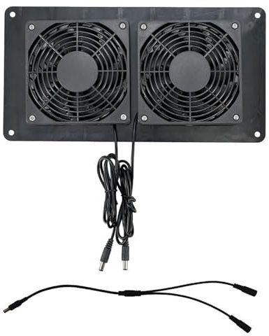 Doppelventilator, Abluftventilator, Gleichstrom, 12 V, 3000 U/min, für Kleintierheime und Gehege, Kühlung, Luftzirkulation