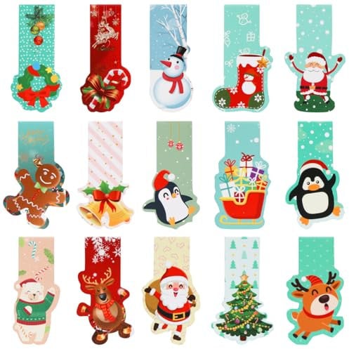 30 Stück Magnetische Lesezeichen Kinder, Lesezeichen Weihnachten, Magnetlesezeichen kinder, Magnetlesezeichen Weihnachtsgeschenke, Buchmarkierungen Mitgebsel für Schüler Lehrer, Zuhause, Büro