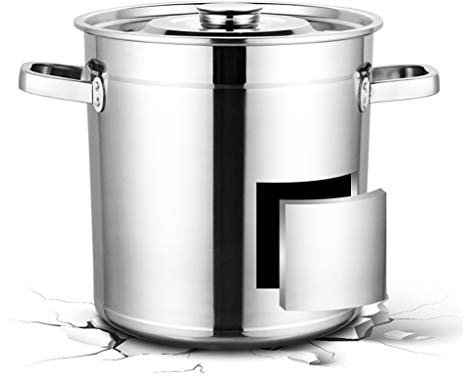 WJFTODAY Olla para estofado con Tapa Olla Grande y Profunda de Acero Inoxidable, Fondo Compuesto de 3 Capas, Alta Capacidad, Apta para Todas Las Estufas, Plateada (Color: Plateado, tamaño: 60 cm x 60