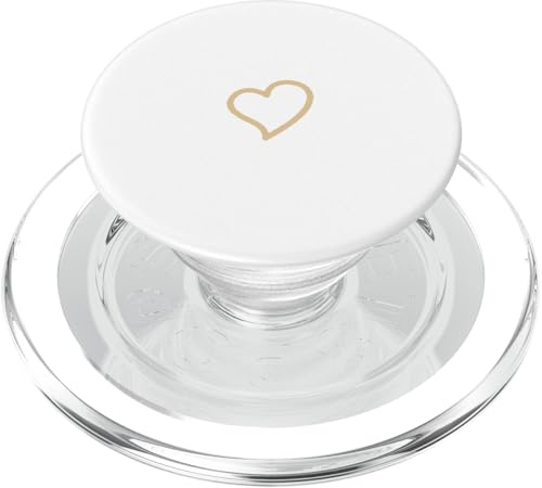 Minimalistisches Herz in Hellbeige von Hand gezeichnetes Weiß PopSockets PopGrip für MagSafe