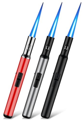 Juego de 3 encendedores de tormenta recargables de gas, longitud: 19 cm, resistente al viento, para velas, cocina, camping, barbacoa, chimenea, regalos para hombres, sin gas