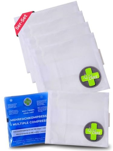 LisaCare Lot de 5 manchettes rafraîchissantes de cheville 15 x 14 cm – 5 housses en non-tissé de qualité supérieure pour compresses froides et chaudes – Sacs isothermes avec bande Velcro pour la