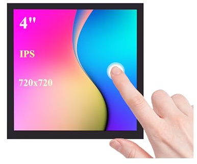 UeeKKoo Kapazitiver LCD-Touchscreen, quadratisch, 10,2 cm (4 Zoll), DPI, kompatibel mit Raspberry Pi 5/4B/3B+/3B/2B/Zero/Zero W/WH/Zero 2W, 720 x 720 Auflösung, IPS-Display, gehärtete Glasabdeckung,