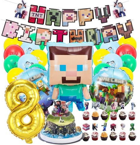Kindergeburtstag deko luftballon 8 geburtstag | geburtstagsdeko jungen 8 jahr, Happy Birthday Dekoration Banner Karikatur
