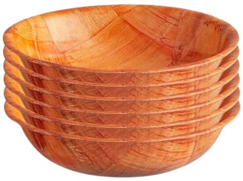 Peosaard Wooden Bowl, 6Pcs Round Wood Bowls, Reusable Rustic Bowl, 6 Inch Multi-Purpose Wooden Bowls for Food, Fruit, Salad, Soup & More