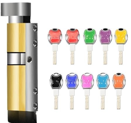 Barillet Porte D'entrée, Cylindre Serrure Cylindre de Serrure de Serrure de Porte Single Open Anti Pry en Acier Inoxydable Cylindre 10 clés(100(50knob 50))