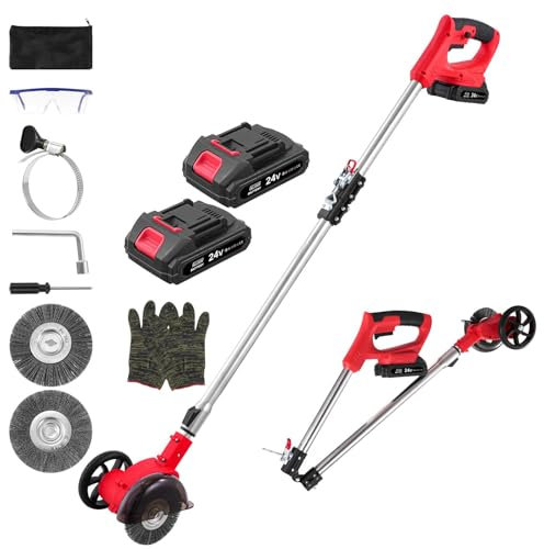 Ankishi 21V Cordless Grass Trimmer, Cordless Strimmer with 2 Pieces of Li-Ion Batteries for Adjustable Telescopic Lawn Edger for Clearing Shrub Weeds Flower