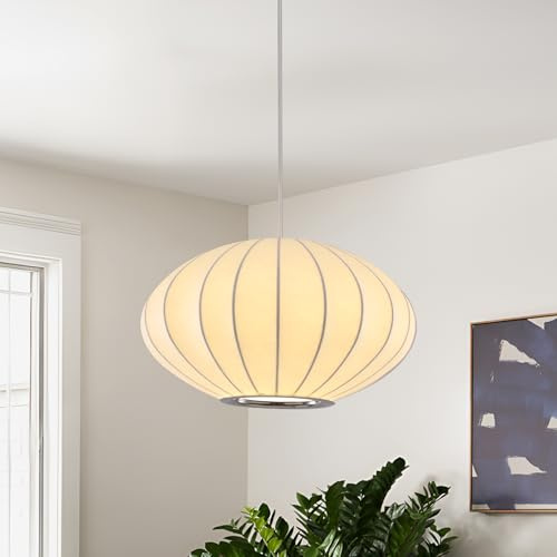 kaixunl Moderner Stoff Deckenlampe Laterne Lampe Weiß Blase Deckenleuchte Japanischen Stil Hängelampe Lampenschirm Kunstseide Pendelleuchte Geeignet Für Wohnzimmer Esszimmer Schlafzimmer Foyer 30cm