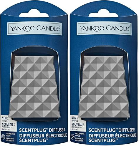 Yankee Candle ScentPlug Diffusor | Lufterfrischer-Sockel | Silber facettierter dekorativer Lampenschirm | UK 3-poliger Stecker (Packung mit 2)
