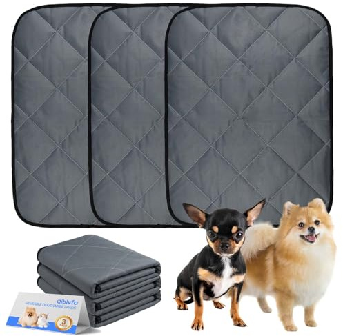 Qibivfo 3 Stück PIPI Matten für Hunde, 45×60 cm Waschbare & Schnell Saugfähige Welpenunterlagen, Wiederverwendbare Welpen Unterlagen, Puppy Pads für Hunde, Katzen, Meerschweinchen & Kleintiere