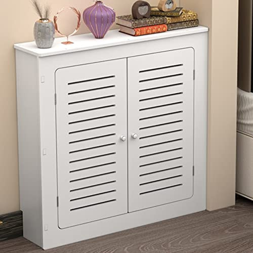 Radiator Cover Cabinet with Double Doors and Shelves, Modern Living Room Furniture to Hide Pipes and Provide Storage