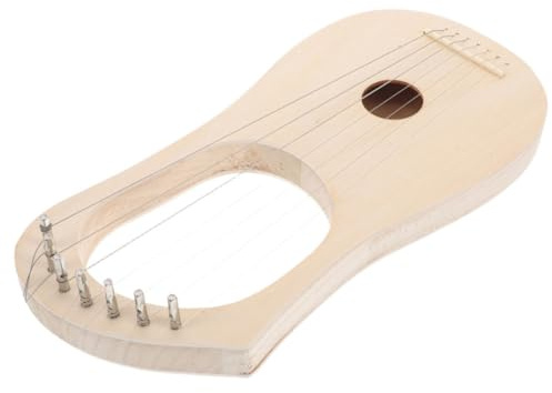 NIYANGLE Instrumento Musical Lira de 7 Cuerdas en Madera Beige para Principiantes Diseño Único y Montaje Rápido Adecuado para Composiciones Clásicas y Grabaciones en Estudio