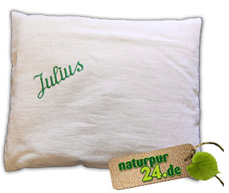 naturpur24 Zirbe Schlafkissen 50% Zirbe 50% Wolle 30x25 Handmade individuell Bestickt
