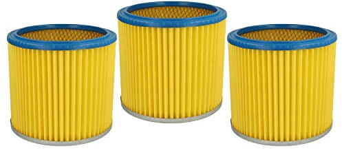 vhbw 3x Filtro plisado compatible con Einhell YPL 1250, Universal 18-50l, YPL 1250 aspiradora - azul/amarillo