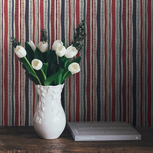 Bunte grafische Streifen TapeteDotted Lines in blau rosa passt zu Farrow and Ball Farben- Vlies Tapete Grafisch - Trend GMM Design Dekor für schöne Räume (Muster 20 x 46,5cm)