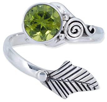 Ring 925 Silber Peridot leuchtend grüner Stein größenverstellbar Edelstein echt Silber Damen Sterling Silber Geschenk (MRV-149-59)