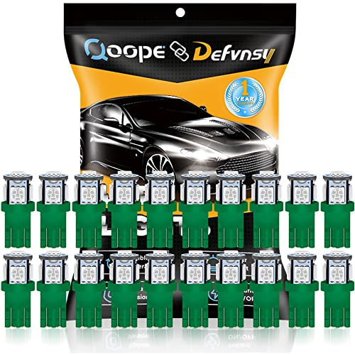 Defvnsy T10 W5W 194 168 501 LED Bulb, 12V Green Interior Bulb Light for Dome Lights, License Plate, Dashboard, Door, Map, Trunk, Reading, 5050 5SMD Bulbs Replacement (20-Pack)