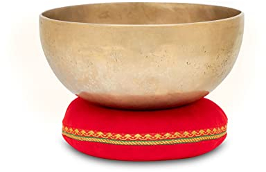 XDrum Omshanti Klangschale 20 cm Set - Gewicht: 1200g - handgemacht in Indien - ideal für Meditations- und Therapiezwecke - inklusive passendem Kissen
