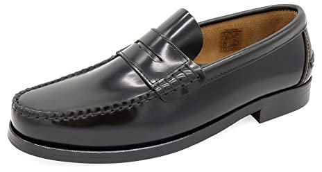 Mocasines Hombre Piel Penny Loafer Zapatos Business con Suela de Cuero Negro Talla 45 Goodear Welted