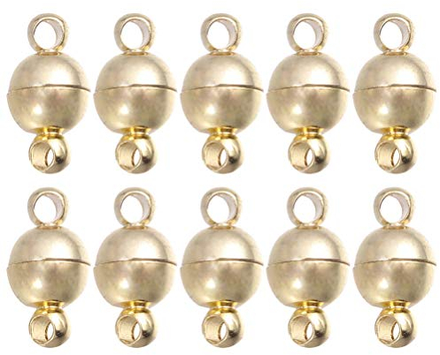EXCEART 10 Stücke Magnetische Verschlüsse Magnetverschluss Kugel Magnet Verschluss Kettenverschluss für Halskette Armband Fußkettchen Schmuckherstellung 10mm Golden