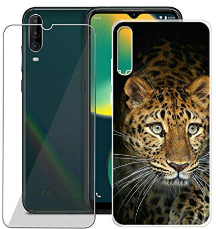 CXKJ Coque pour Wiko View 4 Lite (6.52 Pouce) + Verre trempé Protection écran, Ultra Fin Silicone TPU Bumper Transparent Housse Etui de Protection Antichoc Cover Case,9H Dureté Glass Film - CX28